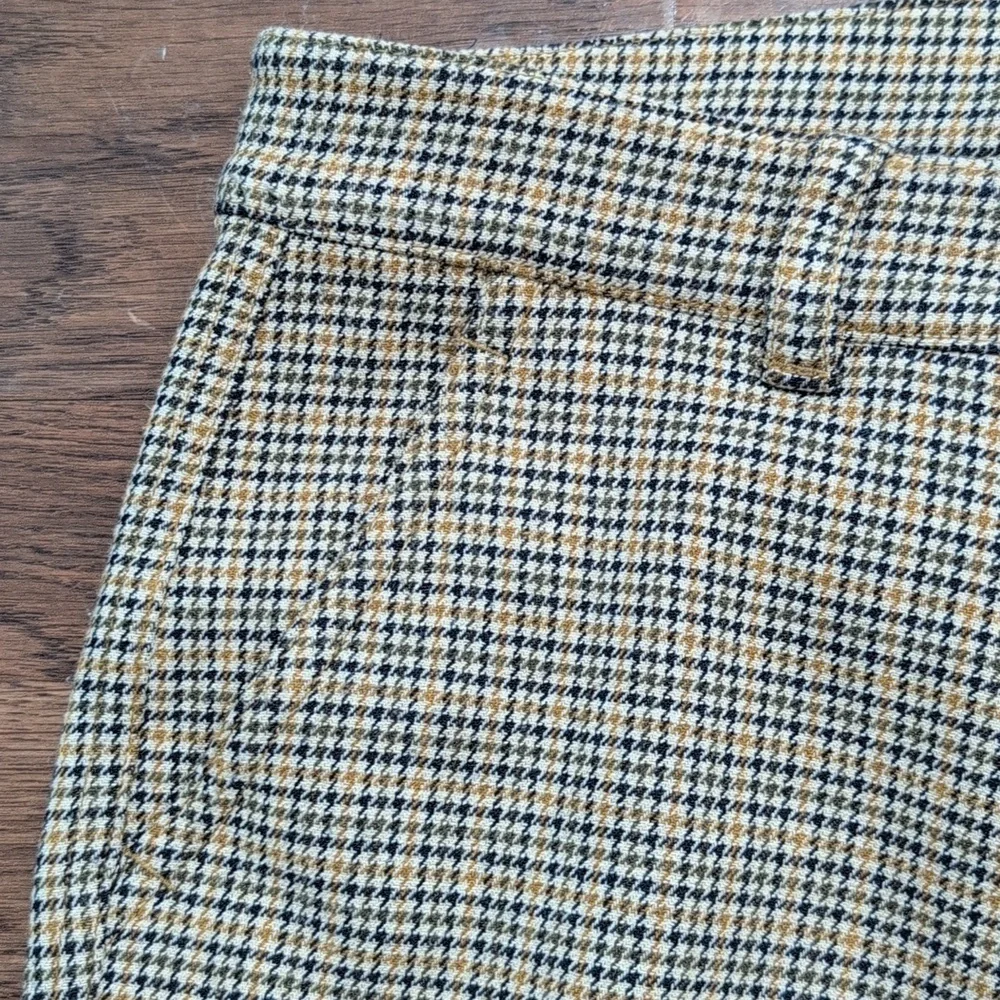 A.L.C. Javier Tan & Navy Plaid Split Hem Trousers Dress Pant Size 2 Waist 15" - Picture 8 of 15